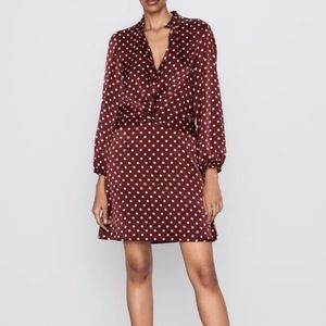 zara red and white polka dot dress